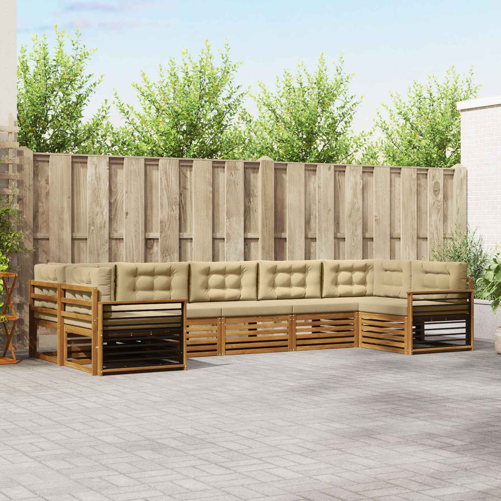Outdoor-Sofagarnitur mit Kissen 7 pcs Natur und Beige