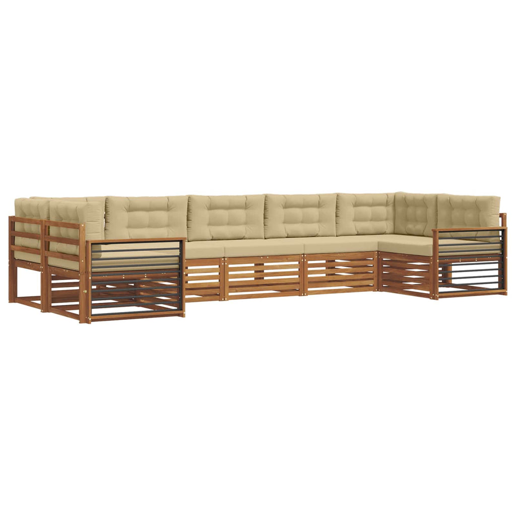 Outdoor-Sofagarnitur mit Kissen 7 pcs Natur und Beige