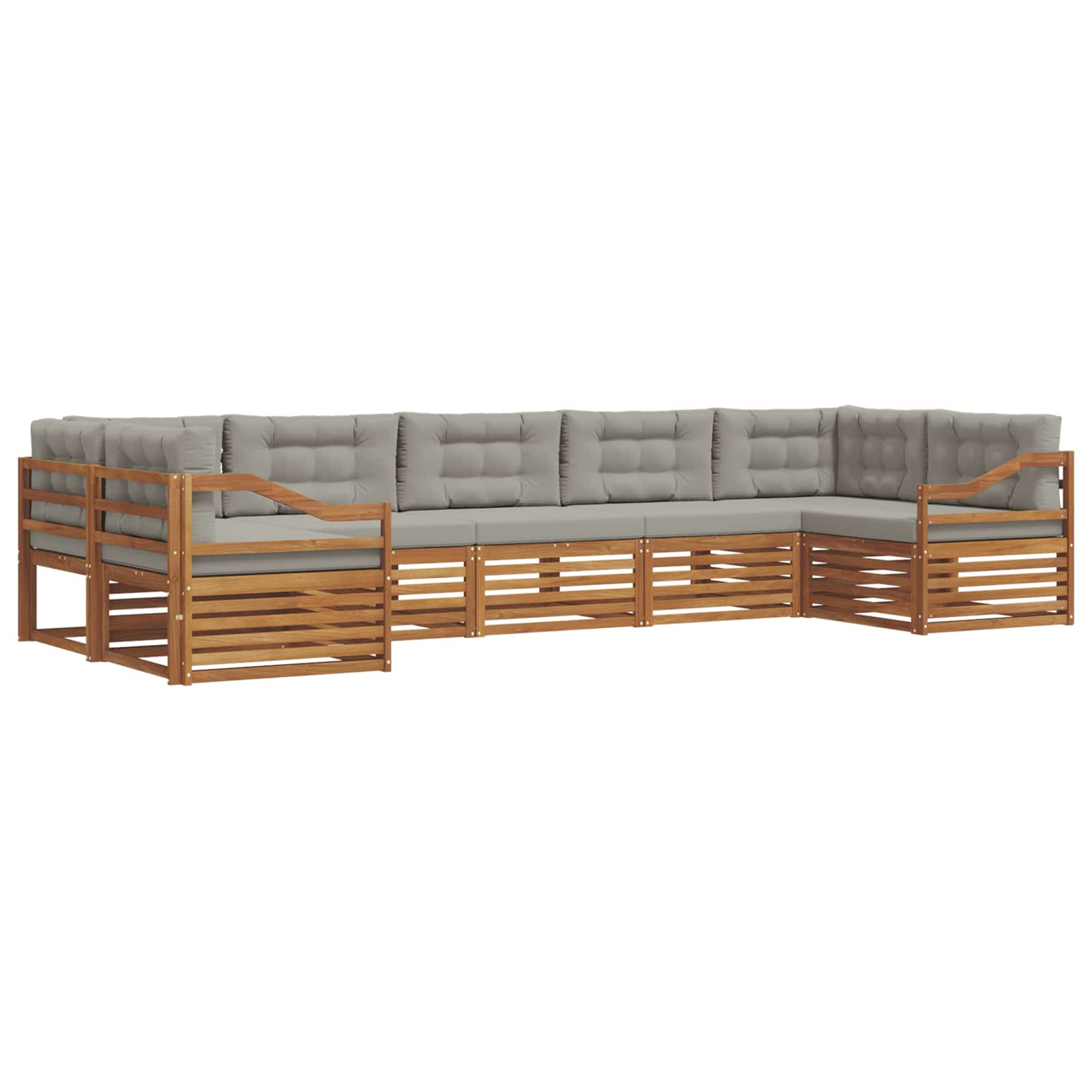 Outdoor-Sofagarnitur mit Kissen 7 pcs Natürlich und Hellgrau
