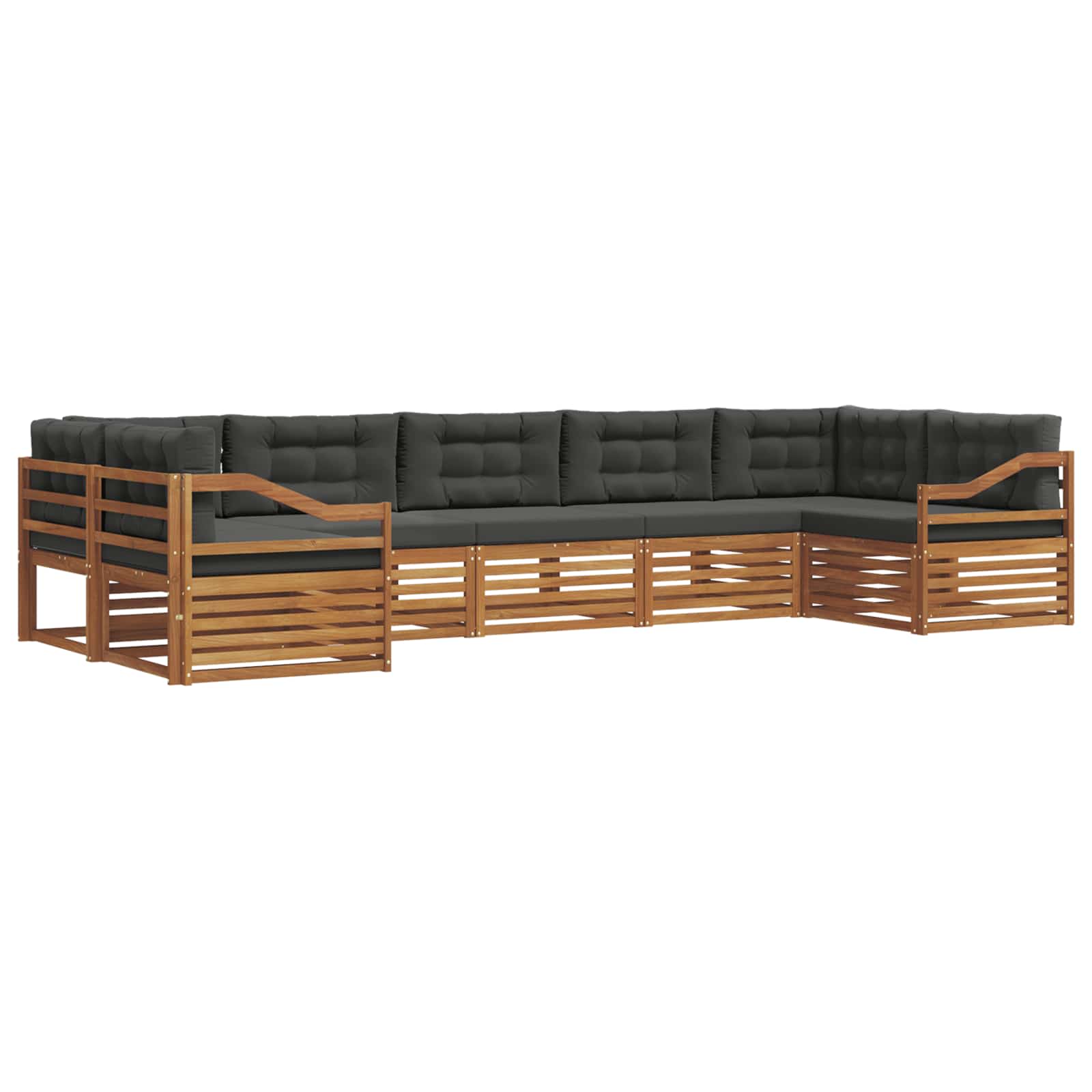 Outdoor-Sofagarnitur mit Kissen 7 pcs Natur und Anthrazit