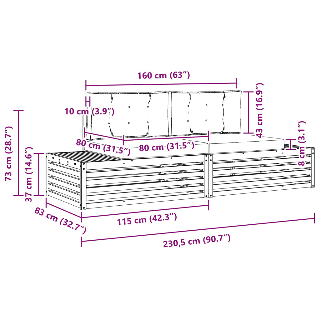 Outdoor-Sofagarnitur Natur und Anthrazit 203,5 x 83 x 73 cm