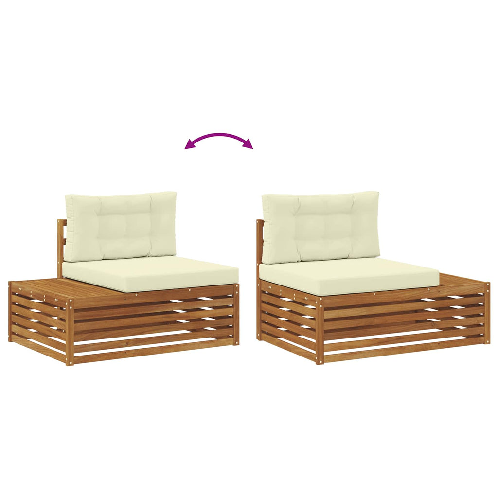 Outdoor-Sofagarnitur mit Kissen 3 Stück Natur und Creme