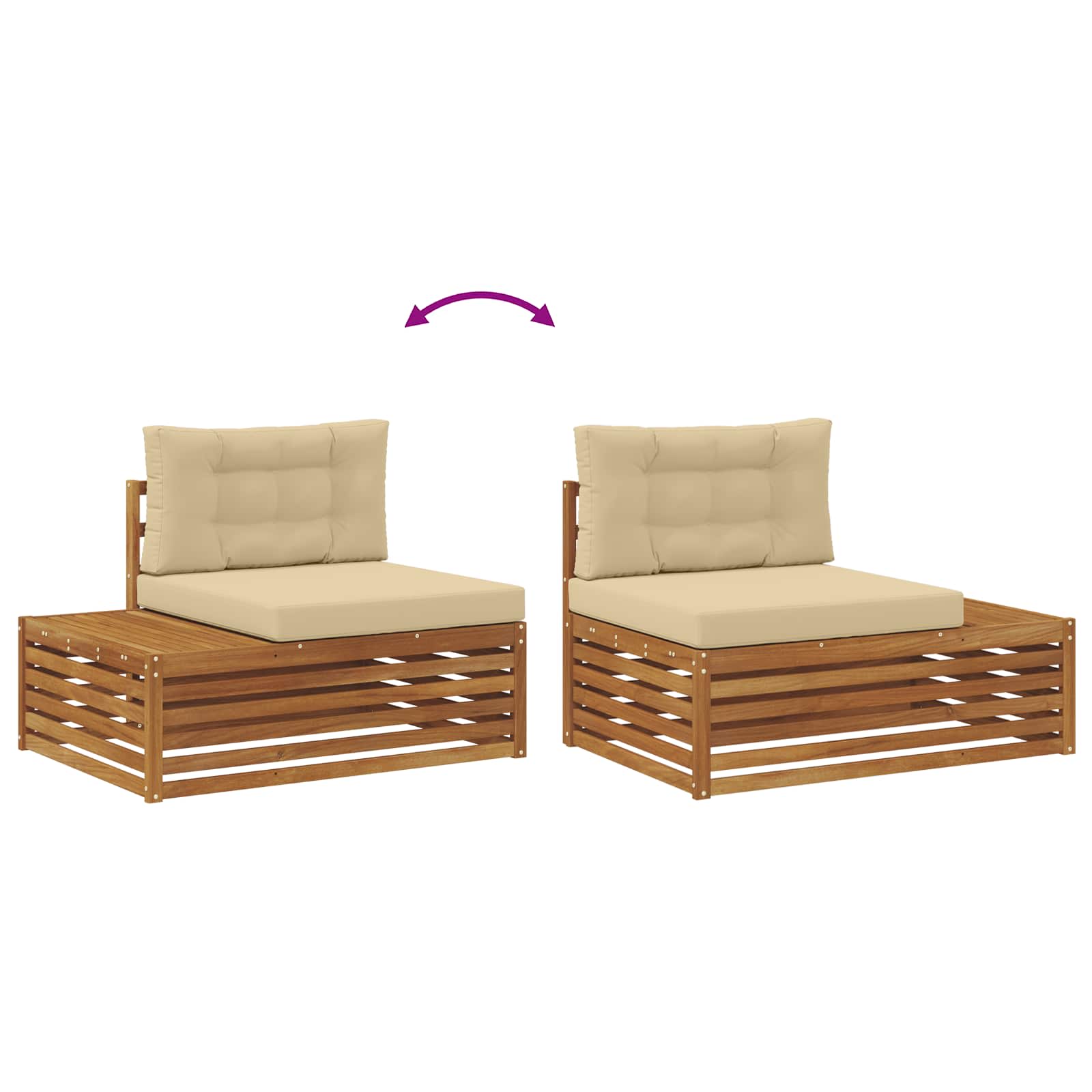 Outdoor-Sofagarnitur mit Kissen 3 Stück Natur und Beige