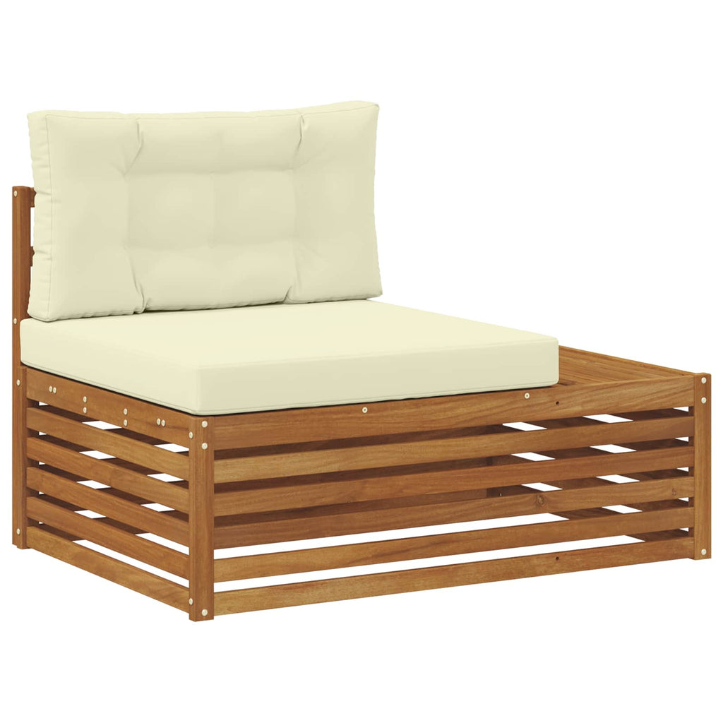 Outdoor-Sofagarnitur mit Kissen 4 Stück Natur und Creme