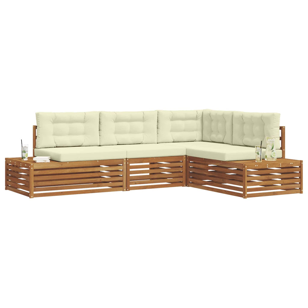 Outdoor-Sofagarnitur mit Kissen 4 Stück Natur und Creme