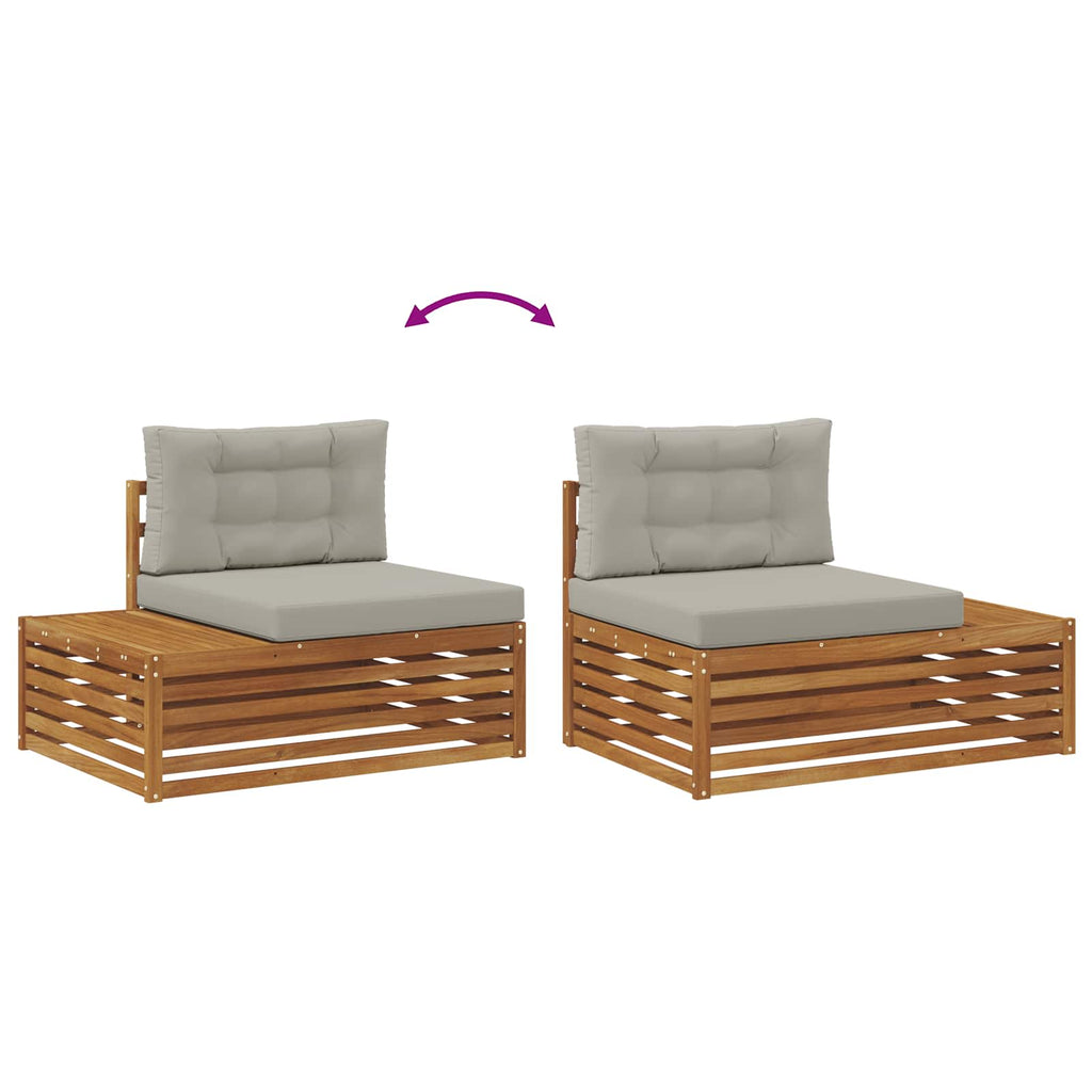 Outdoor-Sofagarnitur mit Kissen 4 Stück Natürlich und Hellgrau