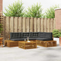 Outdoor-Sofagarnitur mit Kissen 5 Stück Natur und Anthrazit