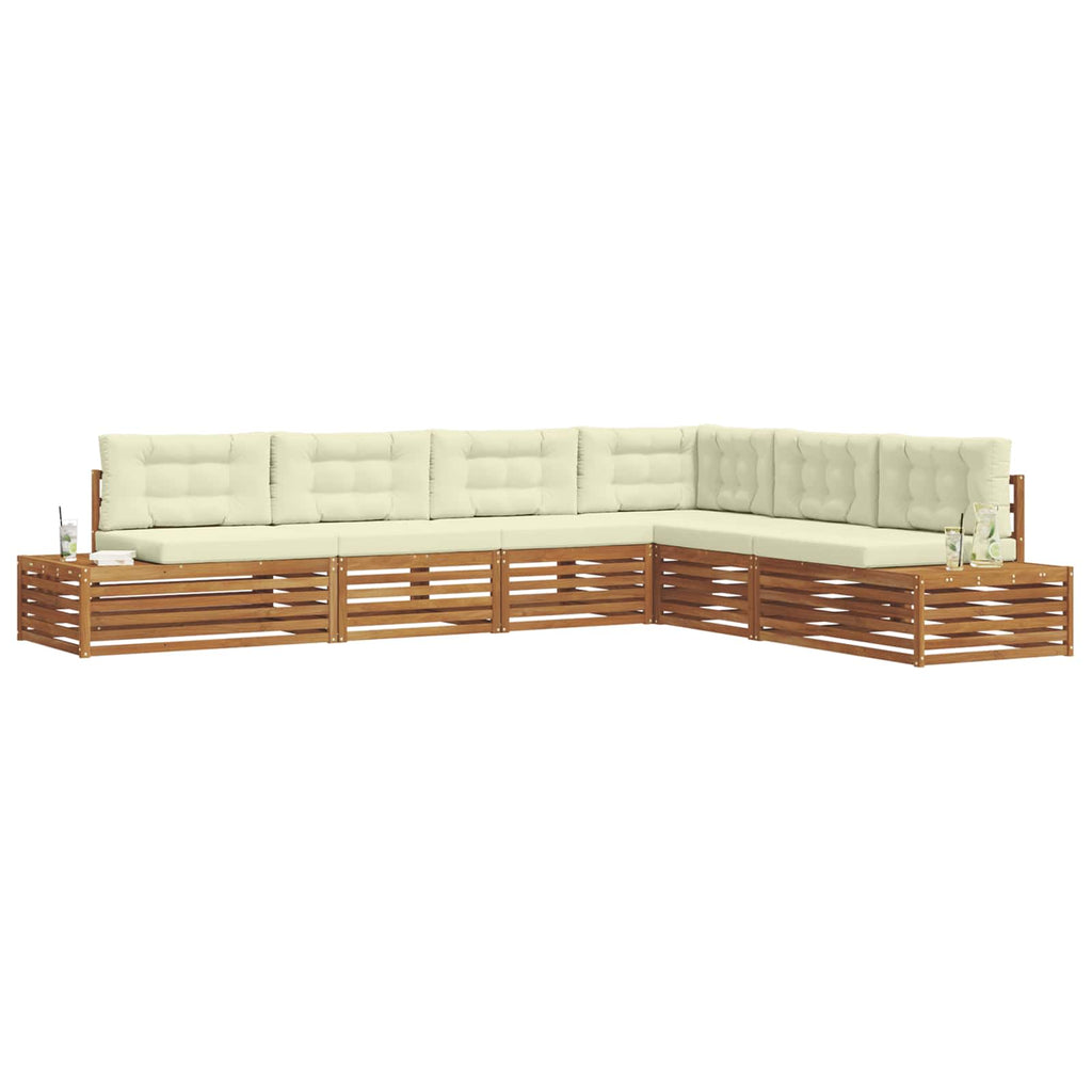 Outdoor-Sofagarnitur mit Kissen 6 Stück Natur und Creme