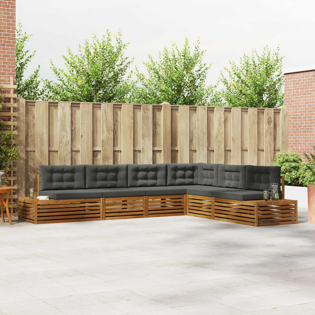 Outdoor-Sofagarnitur mit Kissen 6 Stück Natur und Anthrazit