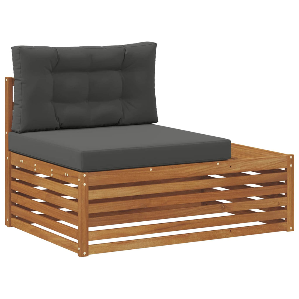 Outdoor-Sofagarnitur mit Kissen 6 Stück Natur und Anthrazit