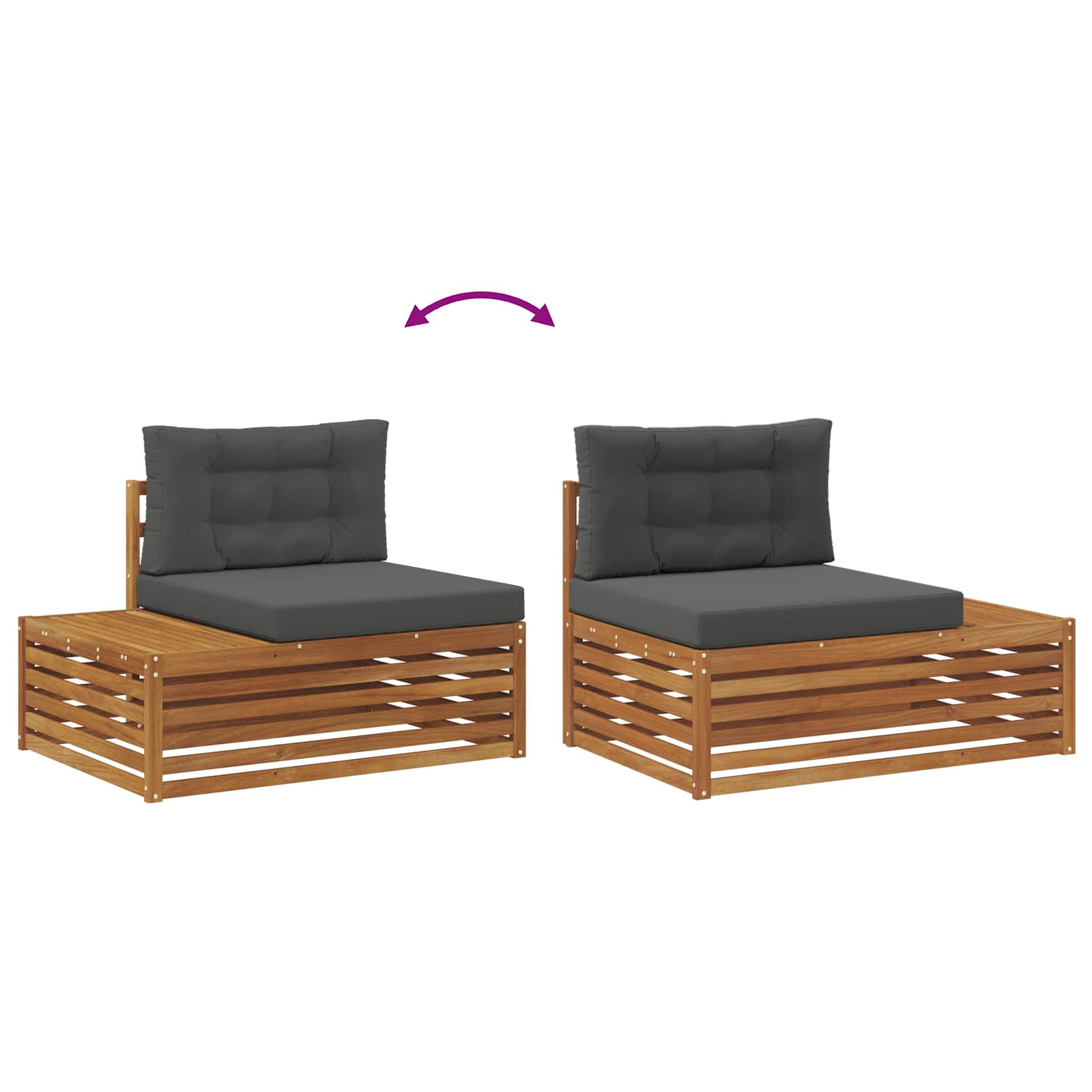 Outdoor-Sofagarnitur mit Kissen 6 Stück Natur und Anthrazit