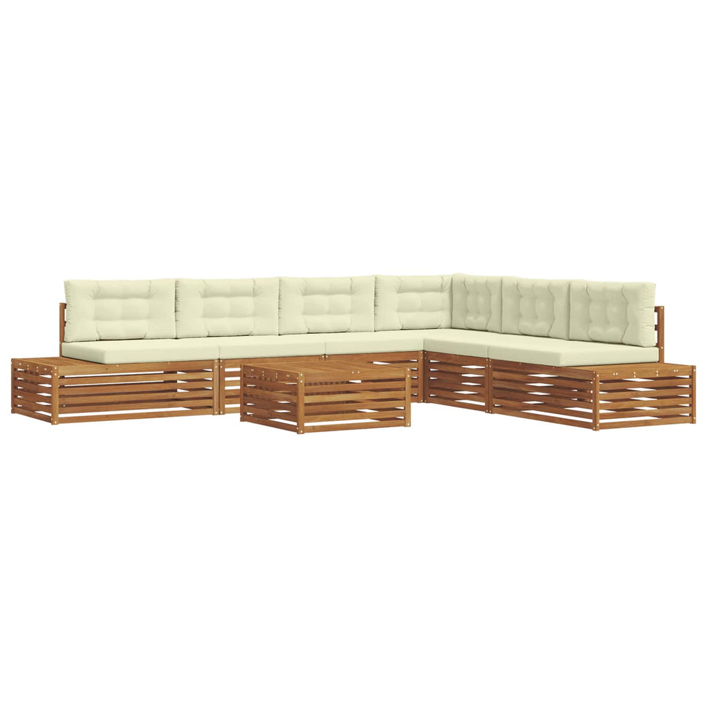 Outdoor-Sofagarnitur mit Kissen 7 Stück Natur und Creme