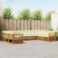 Outdoor-Sofagarnitur 9 pcs Natur und Creme Massivholz Akazie