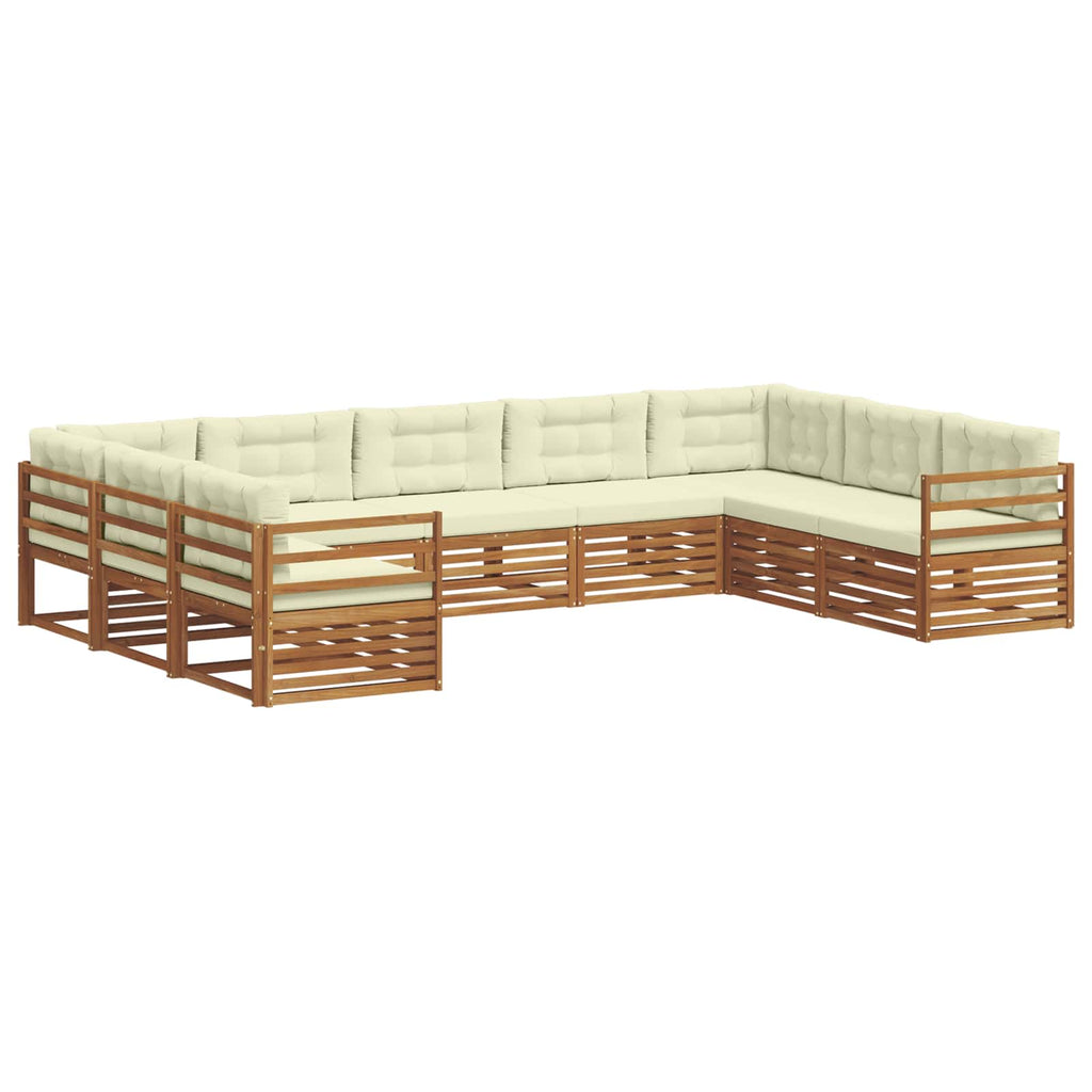 Outdoor-Sofagarnitur 9 pcs Natur und Creme Massivholz Akazie