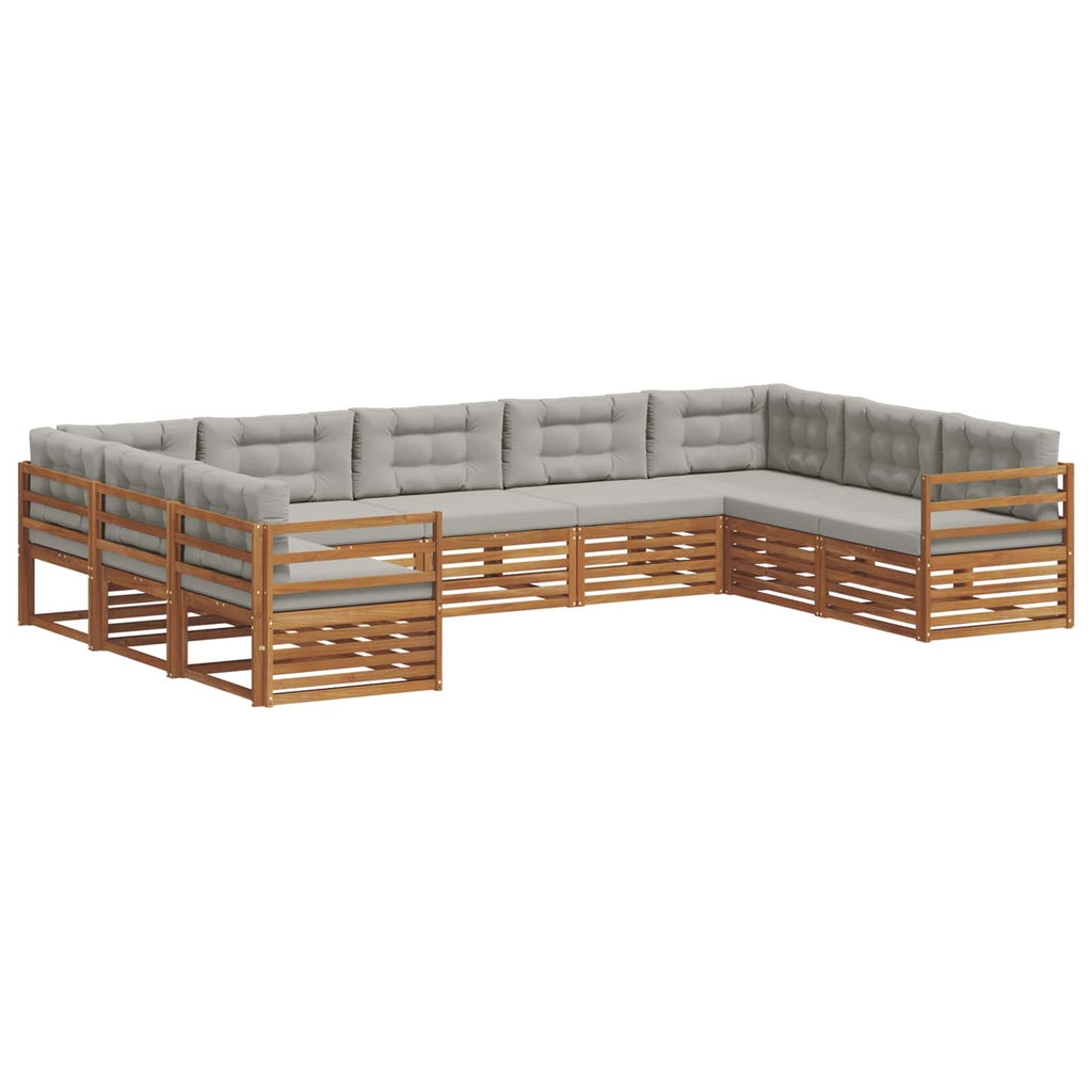 Outdoor-Sofagarnitur mit Kissen 9 pcs Natürlich und Hellgrau