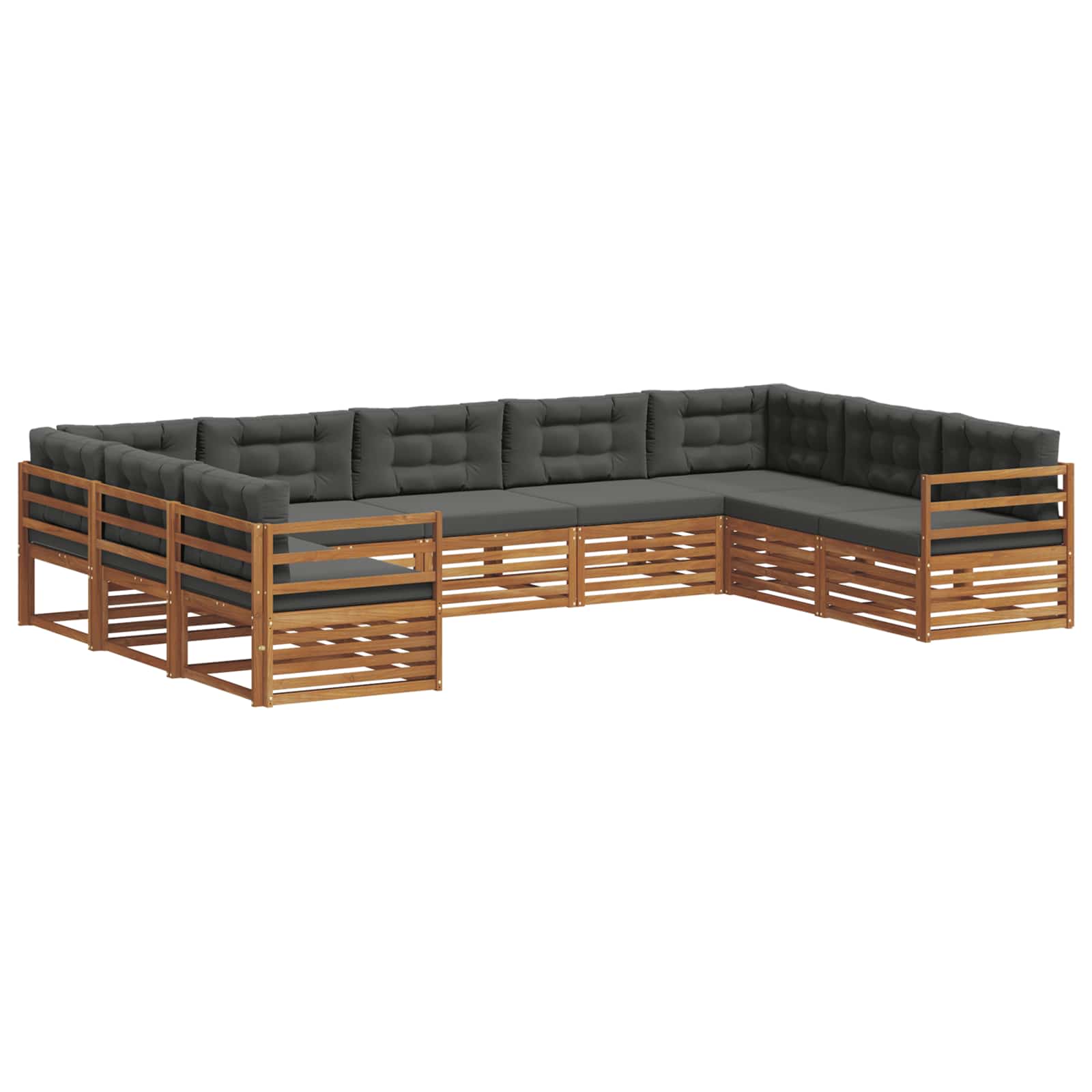 Outdoor-Sofagarnitur mit Kissen 9 pcs Natur und Anthrazit