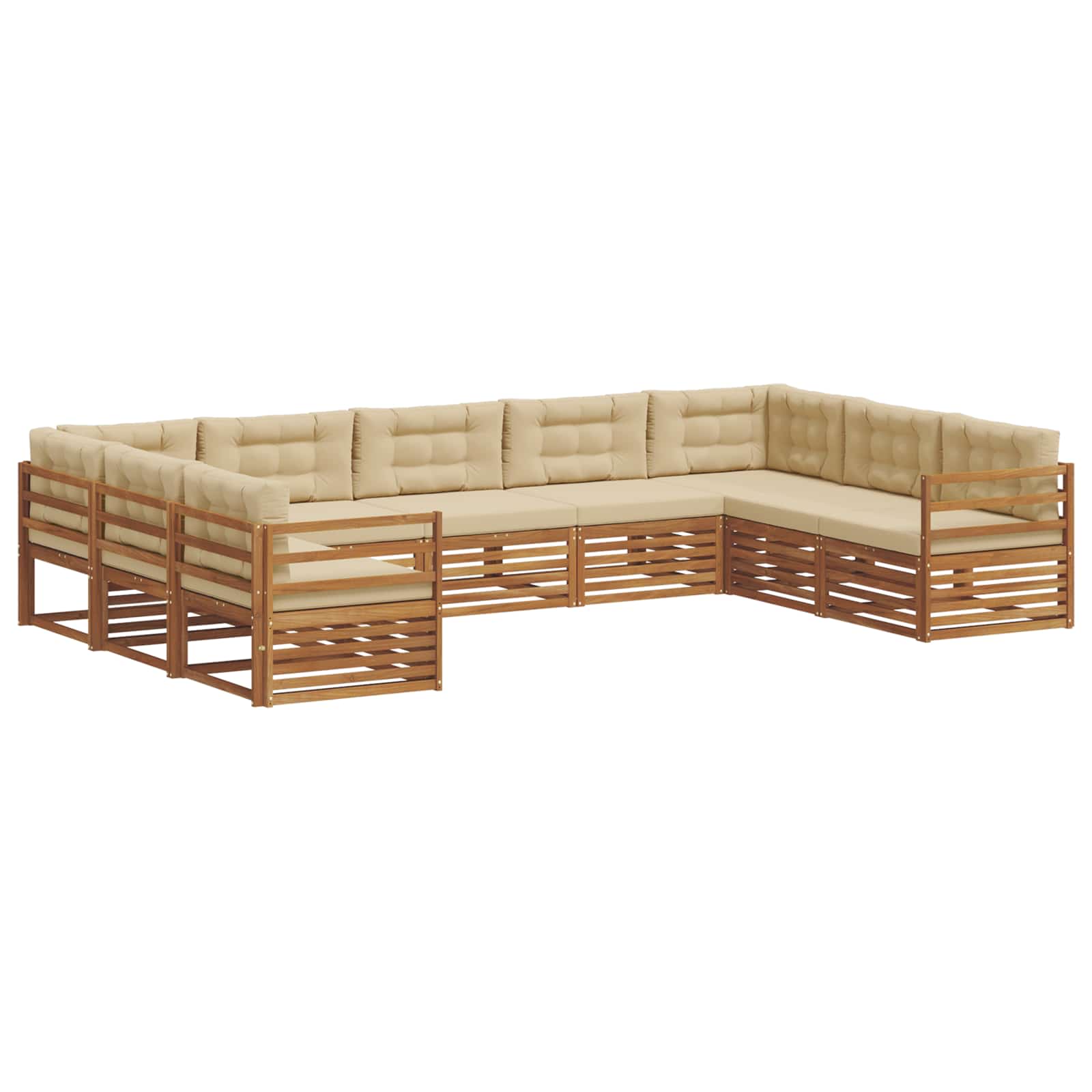 Outdoor-Sofagarnitur 9 pcs Natur und Beige Massivholz Akazie