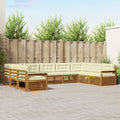 Outdoor-Sofagarnitur 9 pcs Natur und Creme Massivholz Akazie