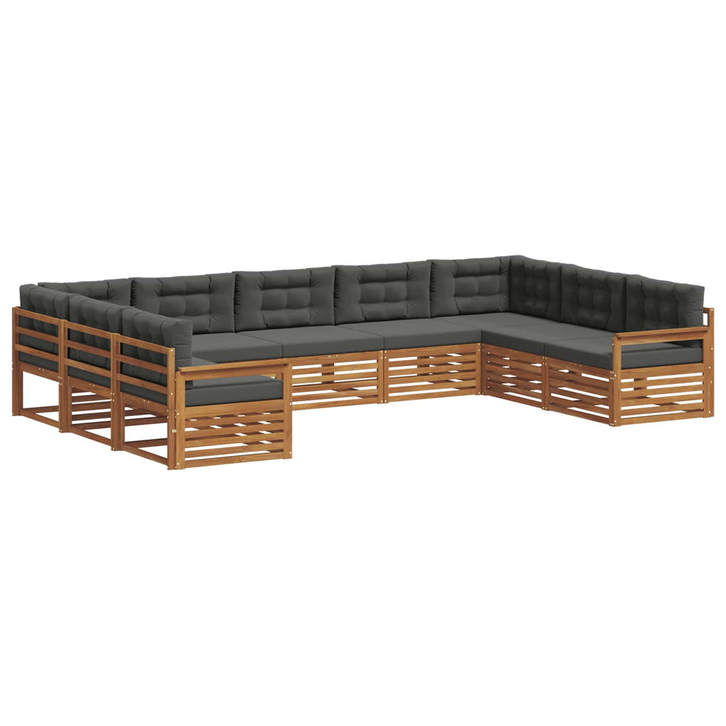 Outdoor-Sofagarnitur mit Kissen 9 pcs Natur und Anthrazit
