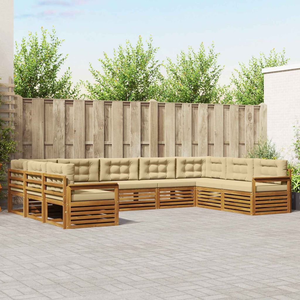Outdoor-Sofagarnitur 9 pcs Natur und Beige Massivholz Akazie