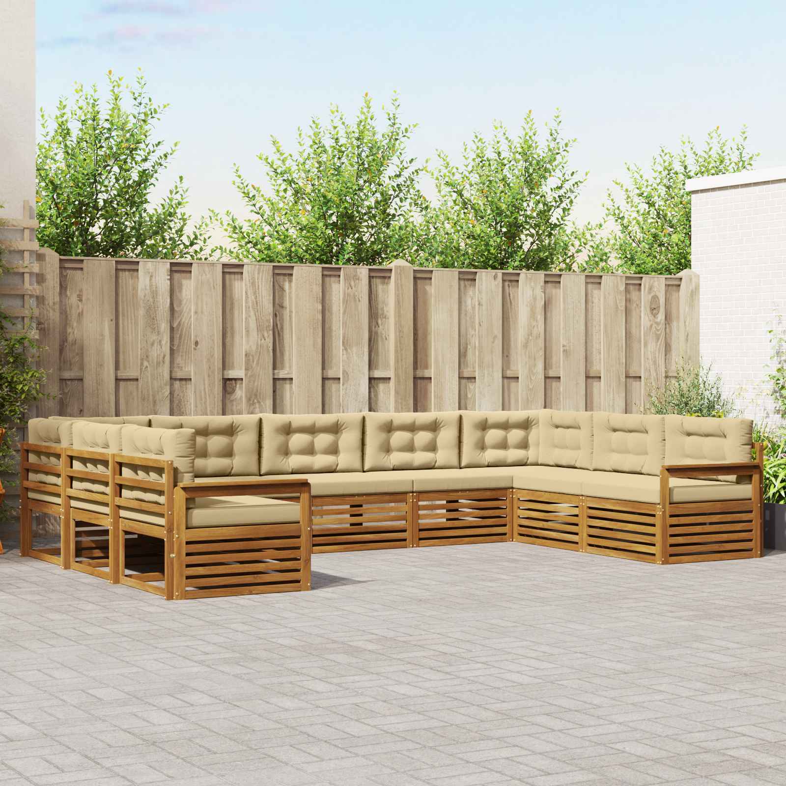 Outdoor-Sofagarnitur 9 pcs Natur und Beige Massivholz Akazie
