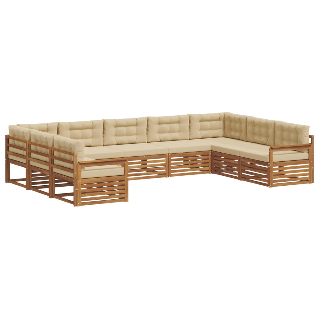 Outdoor-Sofagarnitur 9 pcs Natur und Beige Massivholz Akazie