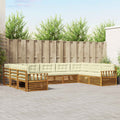Outdoor-Sofagarnitur 9 pcs Natur und Creme Massivholz Akazie