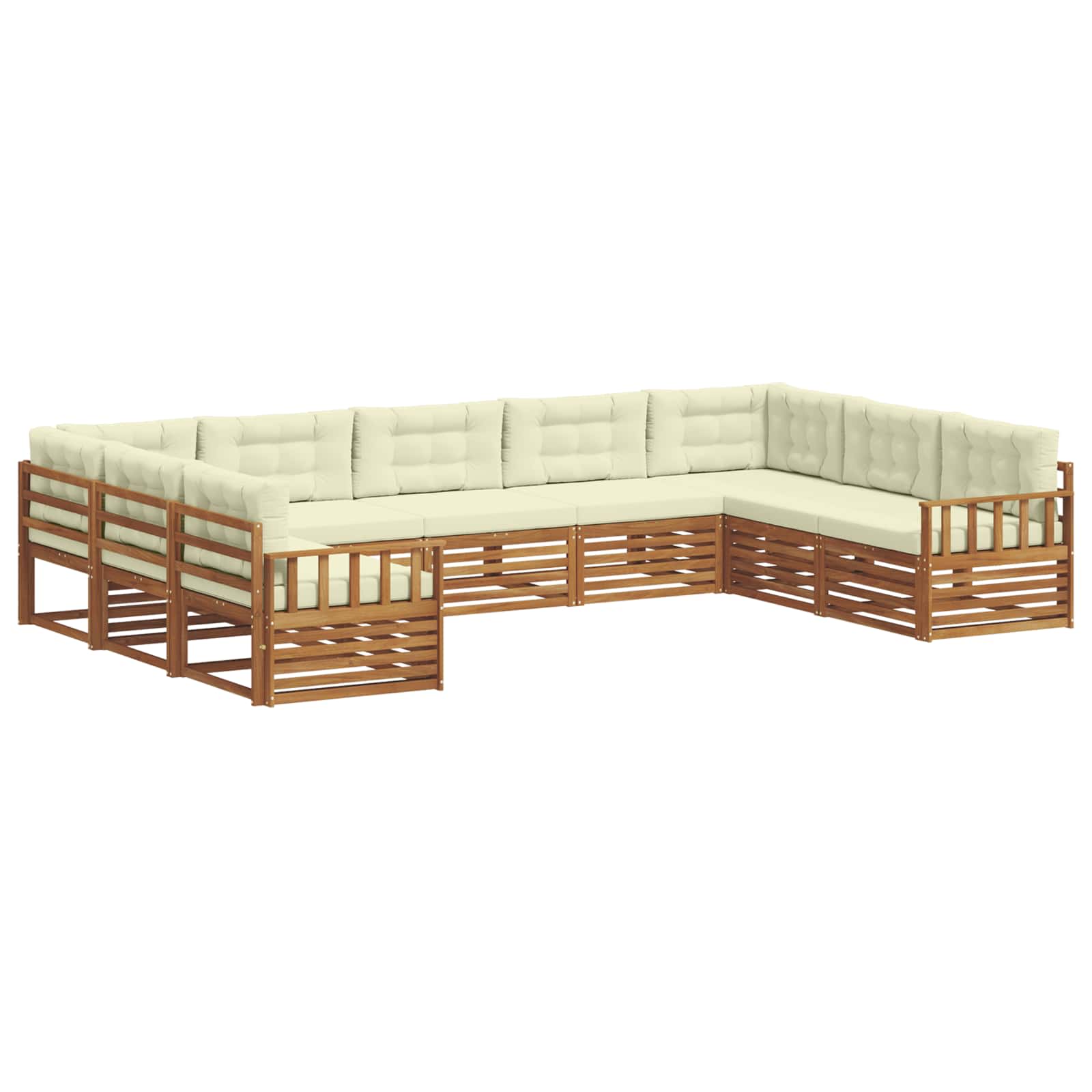 Outdoor-Sofagarnitur 9 pcs Natur und Creme Massivholz Akazie