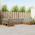 Outdoor-Sofagarnitur mit Kissen 9 pcs Natürlich und Hellgrau