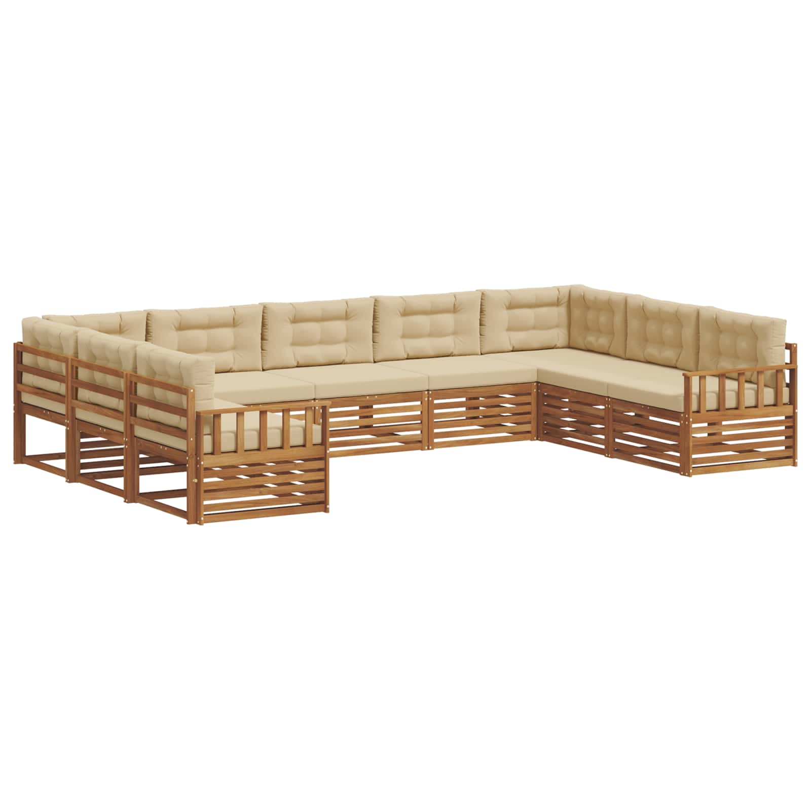Outdoor-Sofagarnitur 9 pcs Natur und Beige Massivholz Akazie