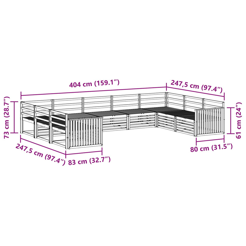 Outdoor-Sofagarnitur 9 pcs Natur Massivholz Akazie