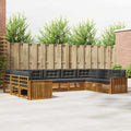 Outdoor-Sofagarnitur mit Kissen 9 pcs Natur und Anthrazit