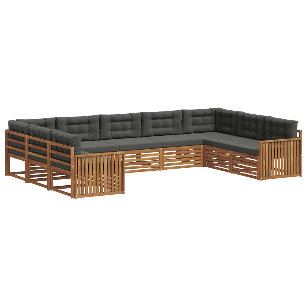 Outdoor-Sofagarnitur mit Kissen 9 pcs Natur und Anthrazit