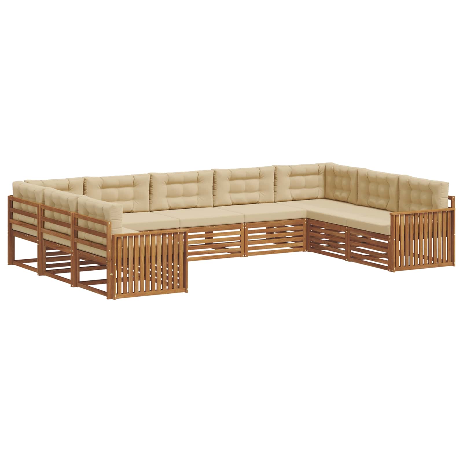 Outdoor-Sofagarnitur 9 pcs Natur und Beige Massivholz Akazie