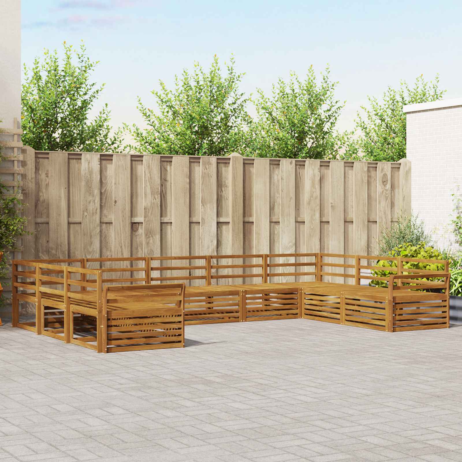 Outdoor-Sofagarnitur 9 pcs Natur Massivholz Akazie