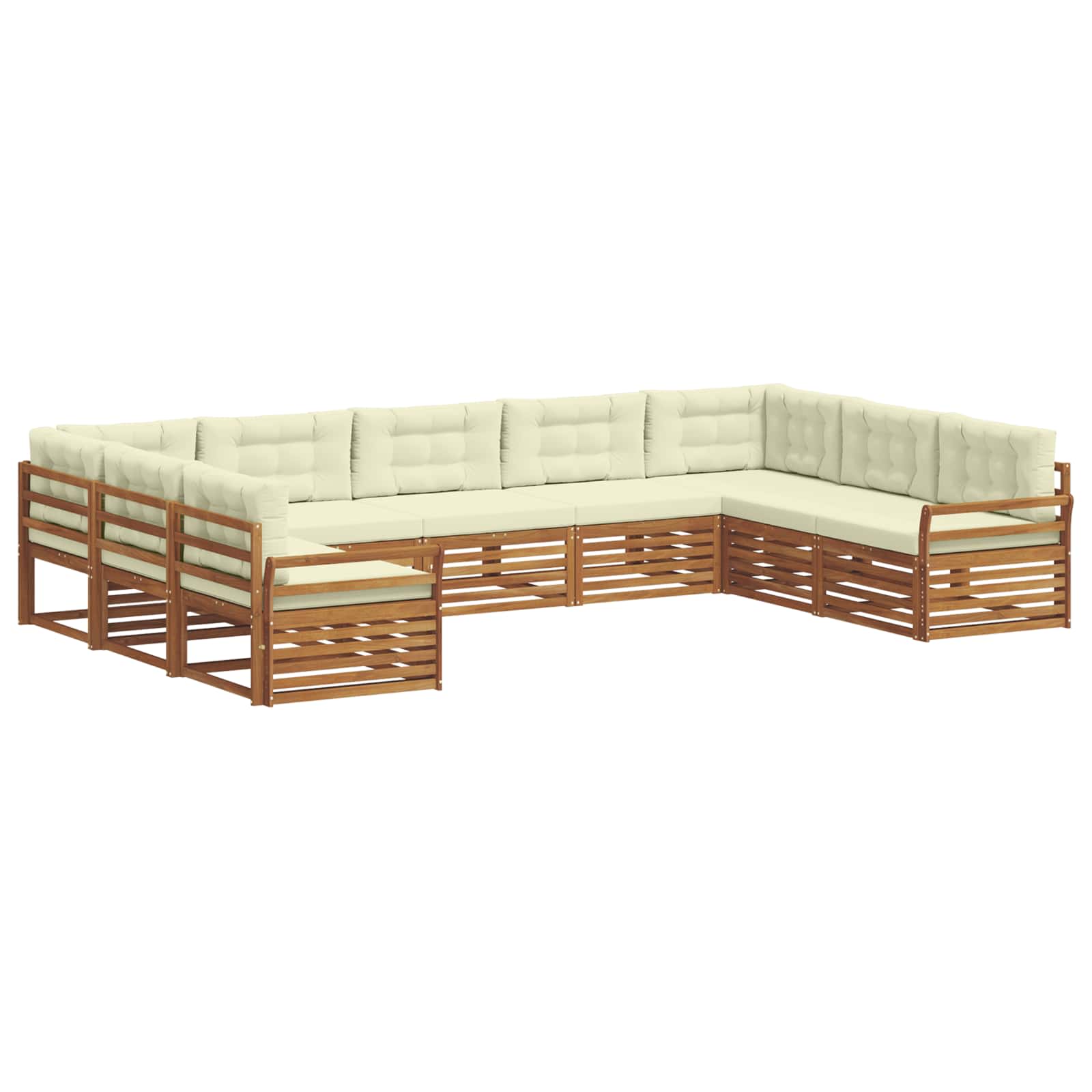 Outdoor-Sofagarnitur 9 pcs Natur und Creme Massivholz Akazie