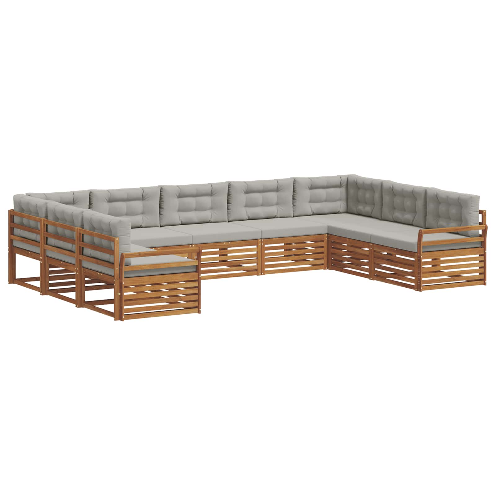 Outdoor-Sofagarnitur mit Kissen 9 pcs Natürlich und Hellgrau