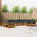 Outdoor-Sofagarnitur mit Kissen 9 pcs Natur und Anthrazit