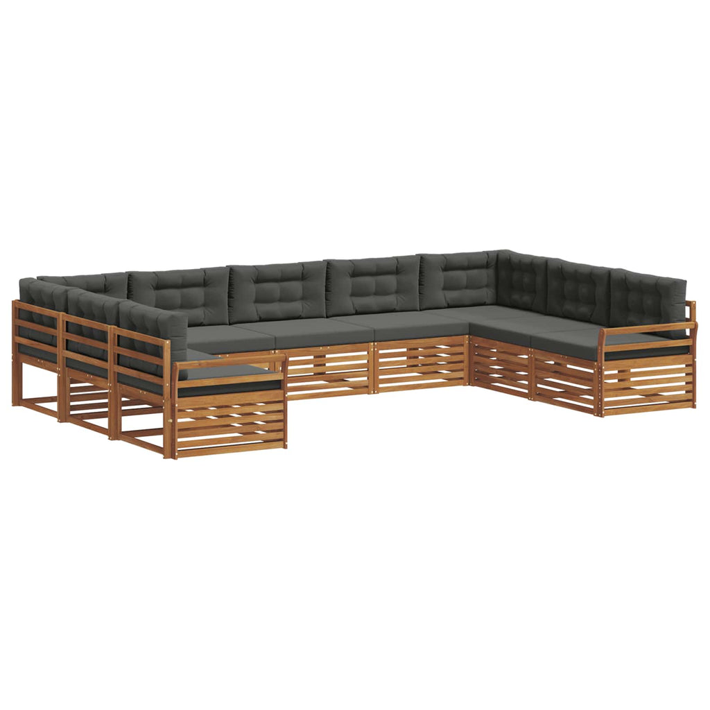 Outdoor-Sofagarnitur mit Kissen 9 pcs Natur und Anthrazit