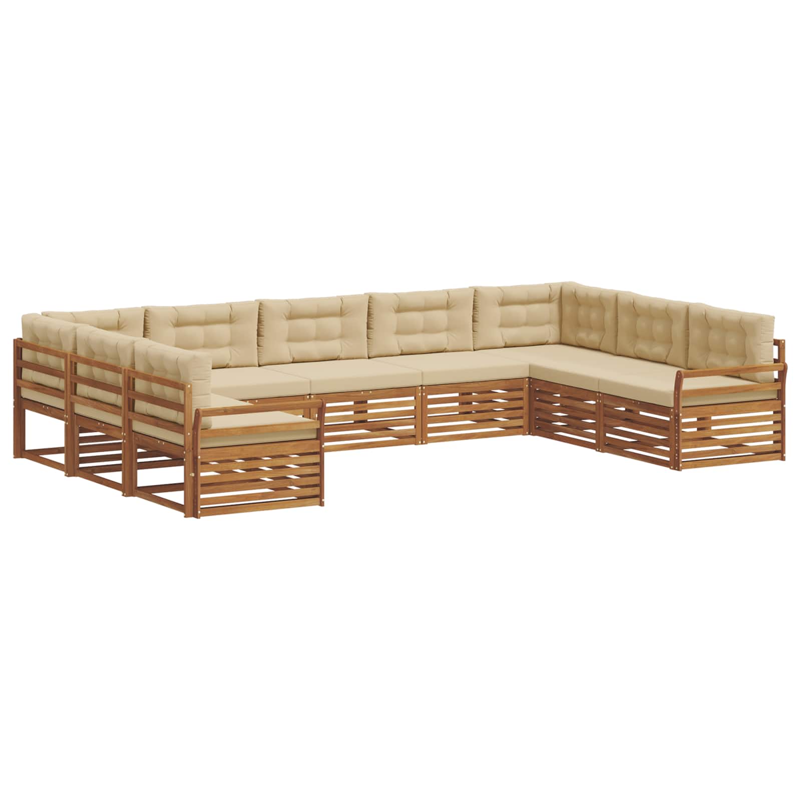 Outdoor-Sofagarnitur 9 pcs Natur und Beige Massivholz Akazie