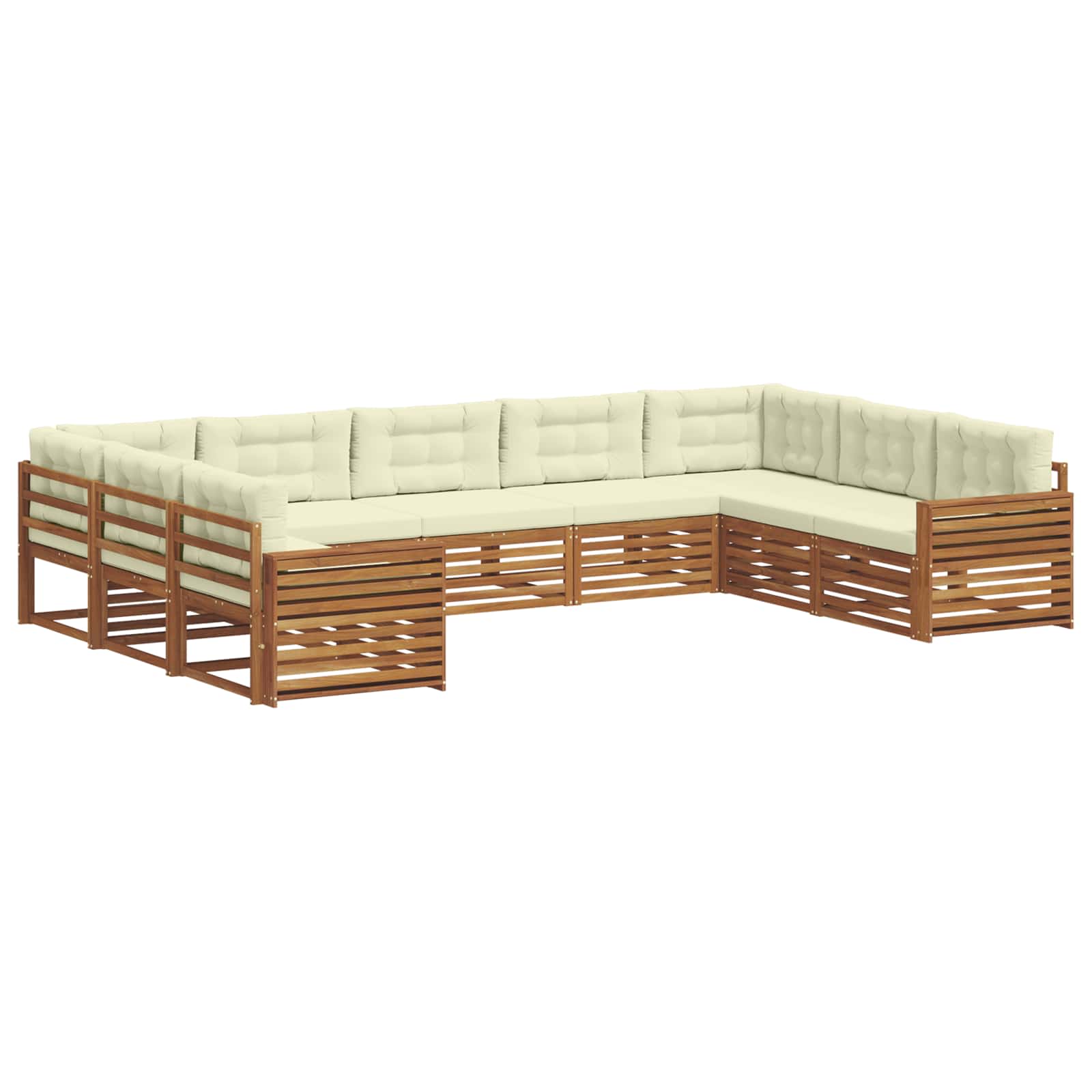 Outdoor-Sofagarnitur 9 pcs Natur und Creme Massivholz Akazie