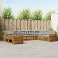 Outdoor-Sofagarnitur mit Kissen 9 pcs Natürlich und Hellgrau