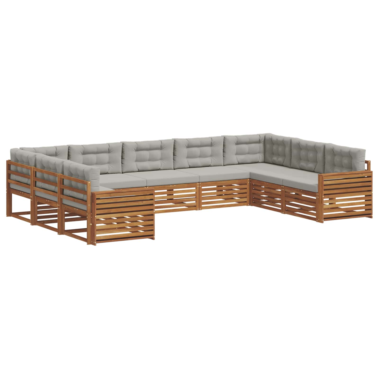Outdoor-Sofagarnitur mit Kissen 9 pcs Natürlich und Hellgrau