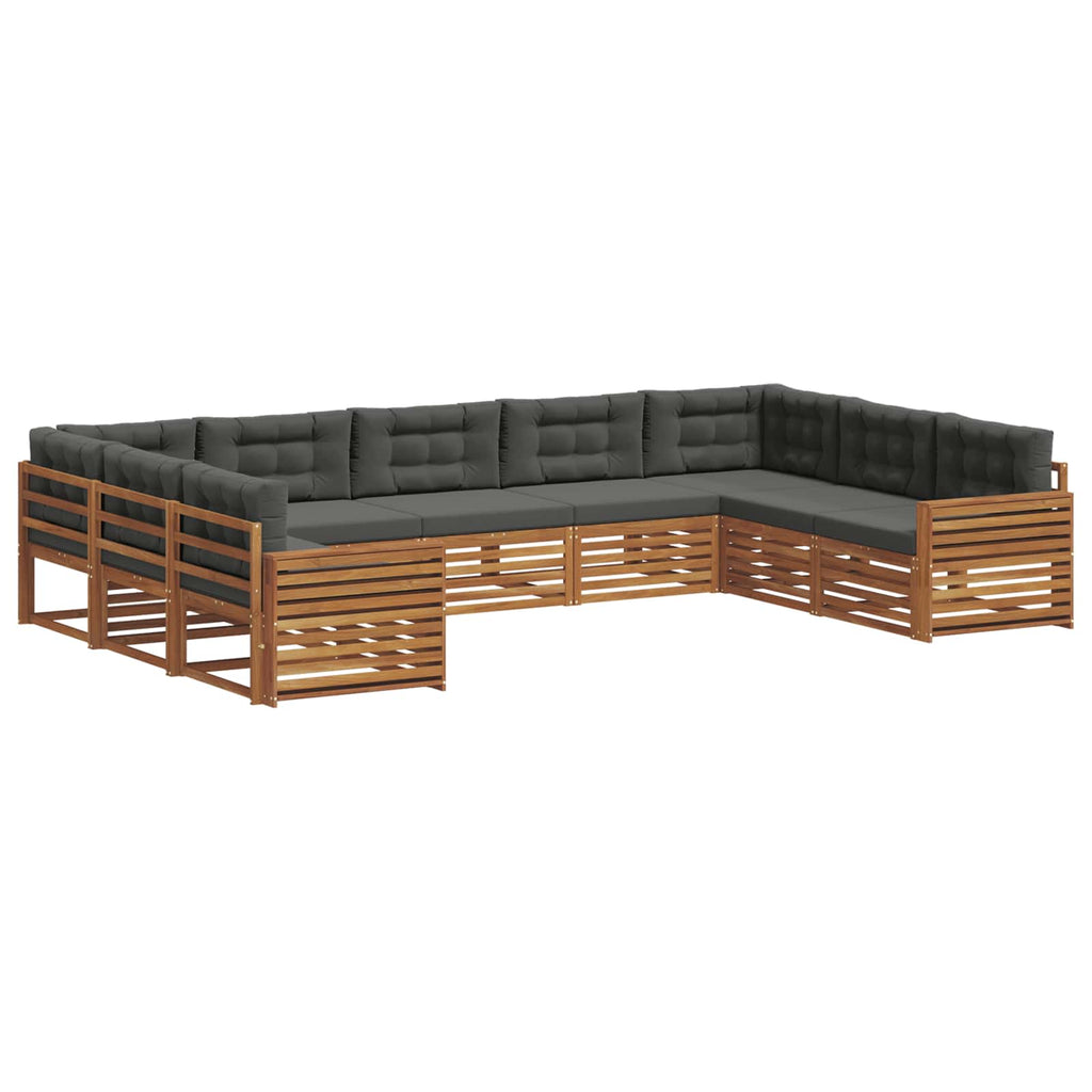 Outdoor-Sofagarnitur mit Kissen 9 pcs Natur und Anthrazit