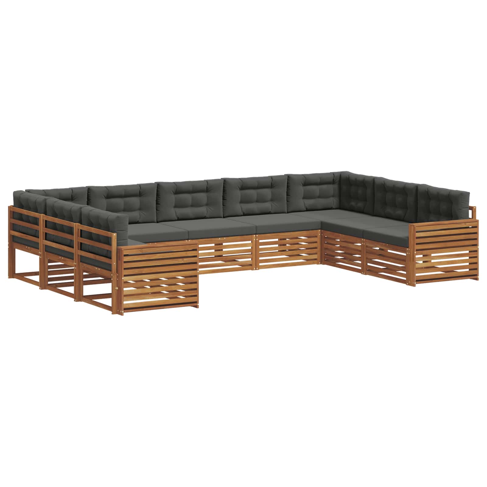 Outdoor-Sofagarnitur mit Kissen 9 pcs Natur und Anthrazit