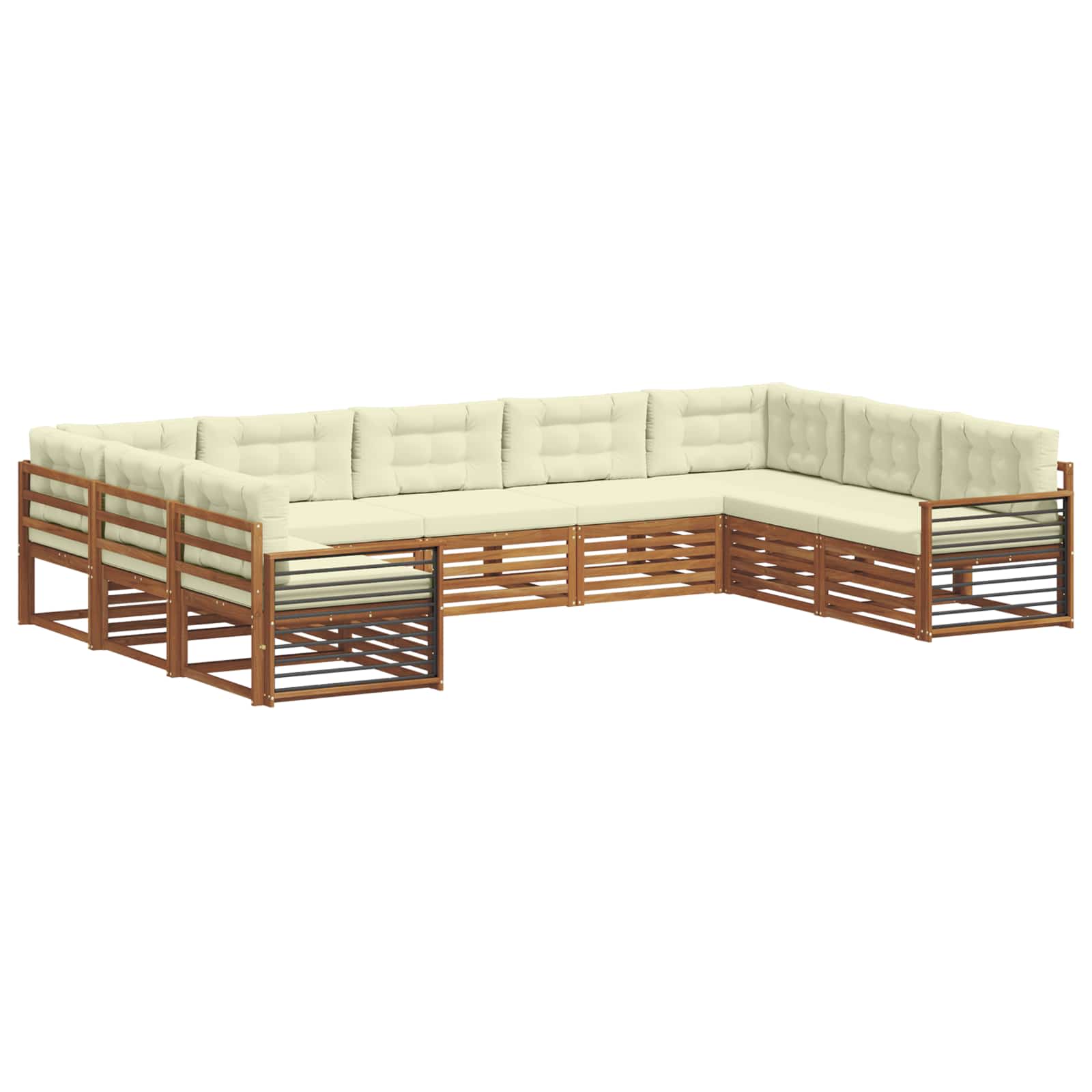 Outdoor-Sofagarnitur 9 pcs Natur und Creme Massivholz Akazie