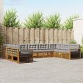 Outdoor-Sofagarnitur mit Kissen 9 pcs Natürlich und Hellgrau