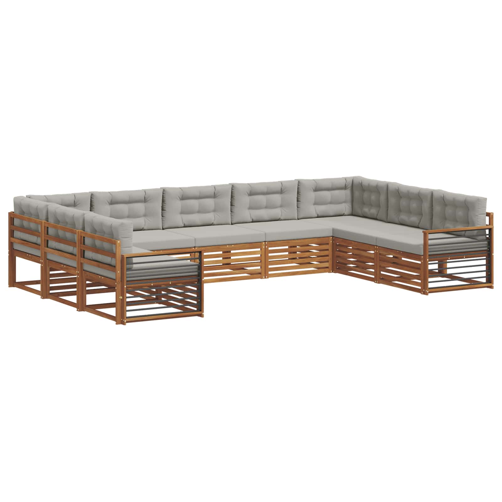 Outdoor-Sofagarnitur mit Kissen 9 pcs Natürlich und Hellgrau