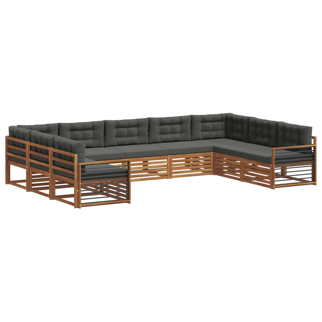 Outdoor-Sofagarnitur mit Kissen 9 pcs Natur und Anthrazit