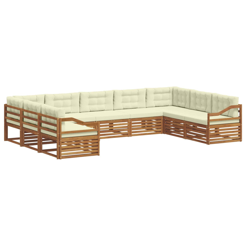 Outdoor-Sofagarnitur 9 pcs Natur und Creme Massivholz Akazie